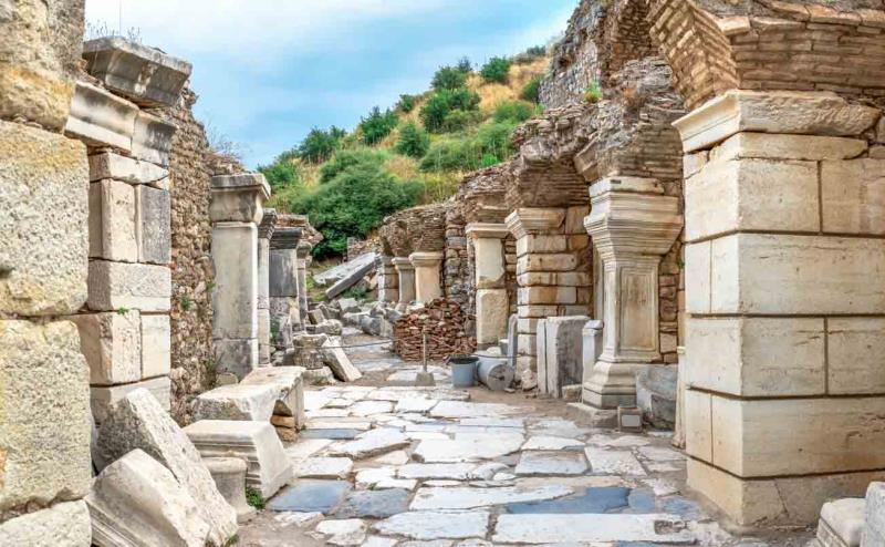Image of Ephesus stone street and buildings