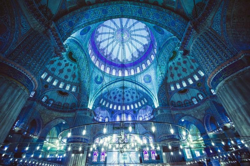 Blue Mosque ceiling with blue tiles 