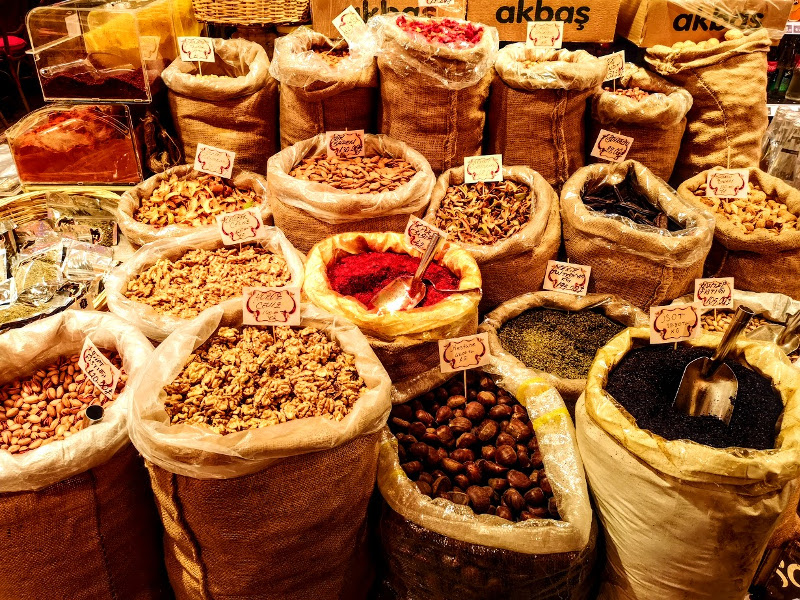Nuts and spices on display at the Spice Market