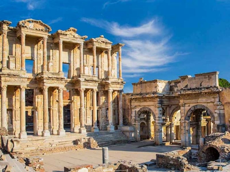 Image of Ephesus ancient city, Celsus library at the background