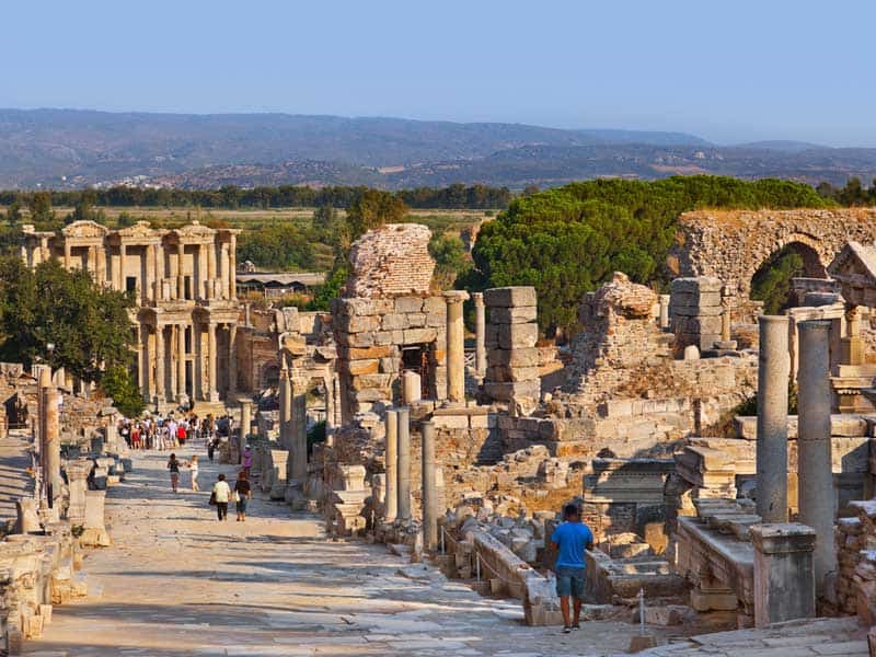 Image of marble road leading to Celsus library late afternoon