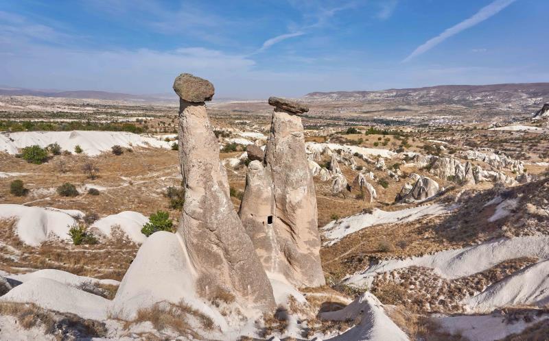 Image of fairy chimneys and views across the valley