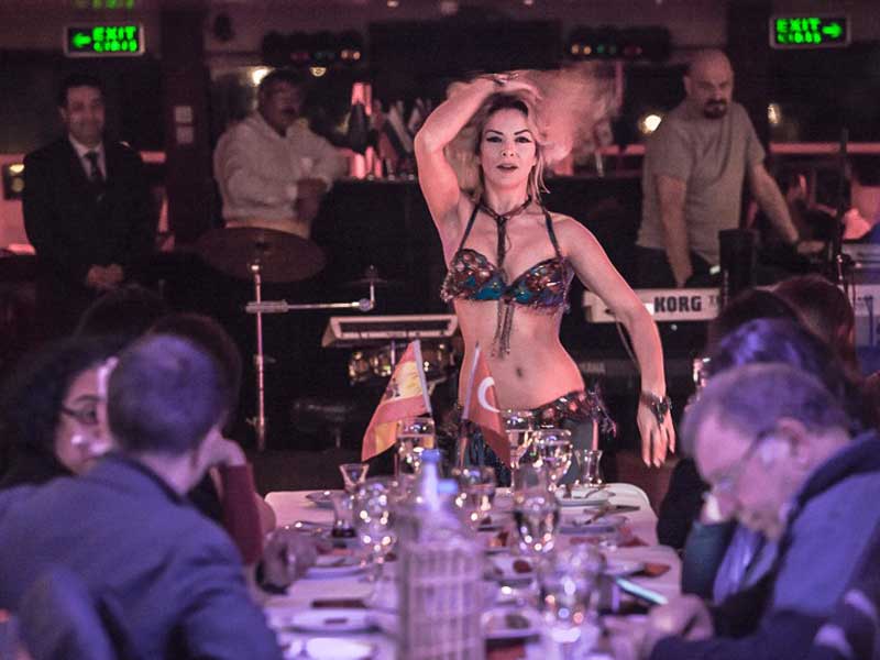 Belly dancer at Turkish night show on the Bosporus and dinner cruise