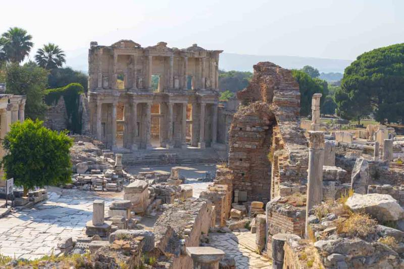 Image of Ephesus ancient city, Celsus Library at the background